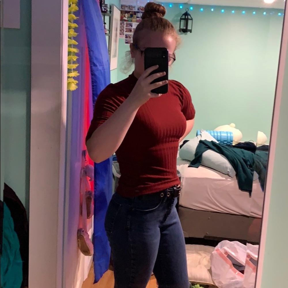 Red Ridged Hollister Tight Tee